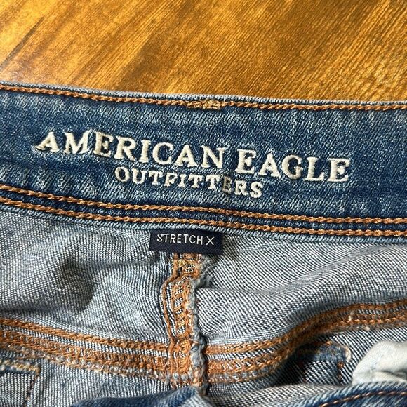 American Eagle Womens Medium wash Kick boot Jeans size 14 Stretch X - Picture 8 of 13